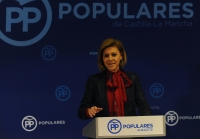 María Dolores Cospedal, durante la junta directiva provincial del PP de Albacete.