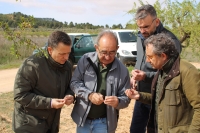 Manuel Serrano, junto a Antonio Martínez, Pepe Núñez y Juan Miguel Cebrián durante la visita a Villamalea