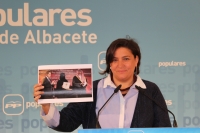 Arnedo, en rueda de prensa en la sede del PP de Albacete.