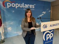 Tania Andicoberry, en la sede del PP de Albacete.